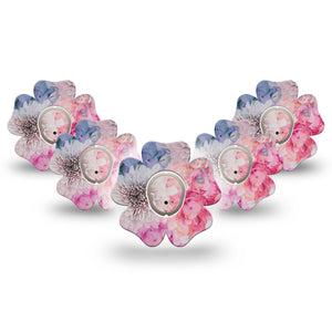 ExpressionMed Bloom Town Dexcom G7 Flower Shape 5-Pack Floral Paradise Patch CGM Design, Dexcom Stelo Glucose Biosensor System with center stickers