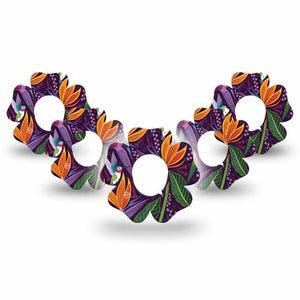 ExpressionMed Hummingbird Dexcom G7 Flower Shape Tape, Dexcom Stelo Glucose Biosensor System, 5-Pack Tape Hummingbird Nectar Plaster CGM Design