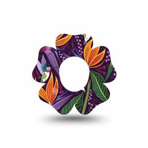 ExpressionMed Hummingbird Dexcom G7 Flower Shape Tape, Dexcom Stelo Glucose Biosensor System, Single Tape Bird and Flowers Plaster CGM Design