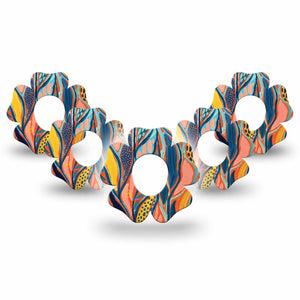 ExpressionMed Twisted Seaweed Flower Dexcom G7 Tape, 5-Pack, Seaweed Artwork Themed, Plaster Patch Design, Dexcom Stelo Glucose Biosensor System