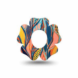 ExpressionMed Twisted Seaweed Flower Dexcom G7 Tape, Single, Painted Seaweed Inspired, CGM Overlay Patch Design, Dexcom Stelo Glucose Biosensor System