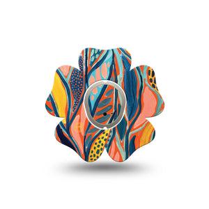 ExpressionMed Twisted Seaweed Flower Dexcom G7 Tape, Single, Painted Seaweed Inspired, CGM Overlay Patch Design, Dexcom Stelo Glucose Biosensor System with center sticker