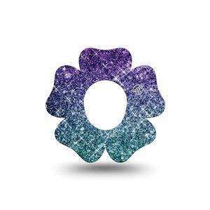 ExpressionMed Glittering Ombre Dexcom G7 Flower Shape Tape, Dexcom Stelo Glucose Biosensor System, Single Tape Sparkling Ombre Plaster CGM Design