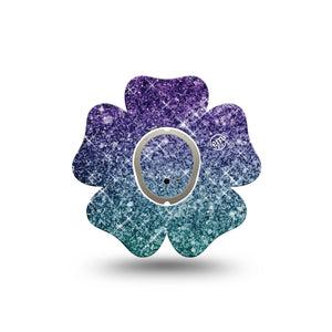 ExpressionMed Glittering Ombre Dexcom G7 Flower Shape Tape, Dexcom Stelo Glucose Biosensor System, Single Tape and Single Sticker Glitter Fade Plaster CGM Design