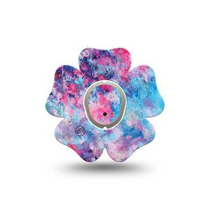 Ascendant, The Rise Flower Dexcom G7 Tape, Single Sticker and Tape, Color Splash Themed, CGM Adhesive Patch Design, Dexcom Stelo Glucose Biosensor System