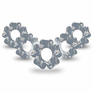 ExpressionMed Muted Petals Dexcom G7 Flower Shape Tape, Dexcom Stelo Glucose Biosensor System, 5-Pack Tape Elegant Petals, Plaster CGM Design