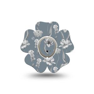 ExpressionMed Muted Petals Dexcom G7 Flower Shape Tape, Dexcom Stelo Glucose Biosensor System, Single Tape and Single Sticker Elegant Petals, Plaster CGM Design