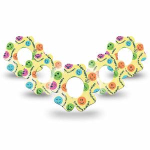 ExpressionMed Smiley Dexcom G7 Flower Shape Tape, Dexcom Stelo Glucose Biosensor System, 5-Pack Laughing Smiley Adhesive Tape CGM Design