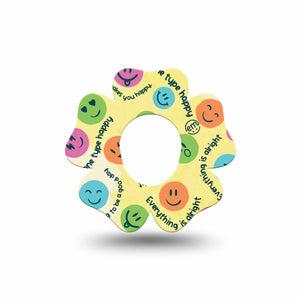 ExpressionMed Smiley Dexcom G7 Flower Shape Tape, Dexcom Stelo Glucose Biosensor System, Single Tape Cheerful Expression Adhesive Tape CGM Design