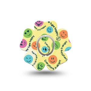 ExpressionMed Smiley Dexcom G7 Flower Shape Tape, Dexcom Stelo Glucose Biosensor System, Single Tape Cheerful Expression Adhesive Tape CGM Design with center sticker