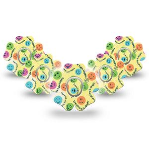 ExpressionMed Smiley Dexcom G7 Flower Shape Tape, Dexcom Stelo Glucose Biosensor System, 5-Pack Laughing Smiley Adhesive Tape CGM Design