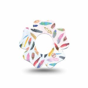 ExpressionMed Feathers Dexcom G7 Flower Shape Tape, Dexcom Stelo Glucose Biosensor System, Single Tape Pastel Quills, Adhesive Tape CGM Design