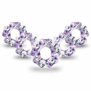 ExpressionMed Flowering Amethyst Dexcom G7 Flower Shape 5-Pack Violet Blossoms Patch CGM Design, Dexcom Stelo Glucose Biosensor System