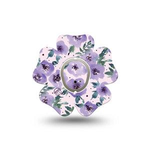 ExpressionMed Purple blooms Dexcom G7 Flower Shape Single Lavender hues Patch CGM Design, Dexcom Stelo Glucose Biosensor System with center sticker
