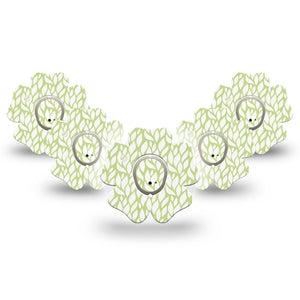 ExpressionMed Sage Greens Dexcom G7 Flower Shape Tape, Dexcom Stelo Glucose Biosensor System, 5-Pack Tape and 5-Pack Sticker Sage Foliage, Adhesive Tape CGM Design