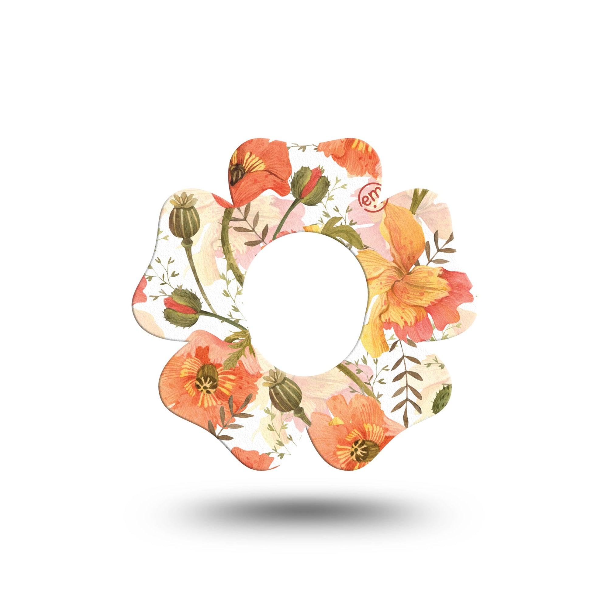 ExpressionMed Peachy Blooms Flower Dexcom G7 Tape, Single, Tropical Flower Inspired, CGM Plaster Patch Design