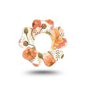 ExpressionMed Peachy Blooms Flower Dexcom G7 Tape, Single, Tropical Flower Inspired, CGM Plaster Patch Design