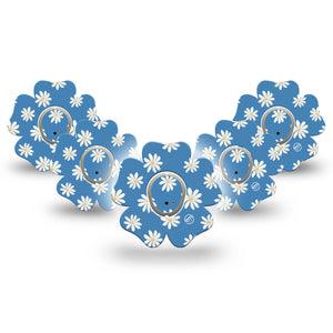 ExpressionMed Painted Daisies Dexcom G7 Flower Shape Tape, Dexcom Stelo Glucose Biosensor System, 5-Pack Tape and 5-Pack Sticker, Painted Daisies Themed,  Plaster CGM Design