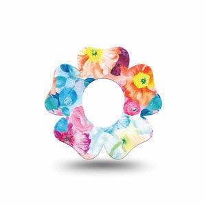 ExpressionMed Watercolor Poppies Dexcom G7 Flower Shape Single Poppies Alive Patch CGM Design, Dexcom Stelo Glucose Biosensor System