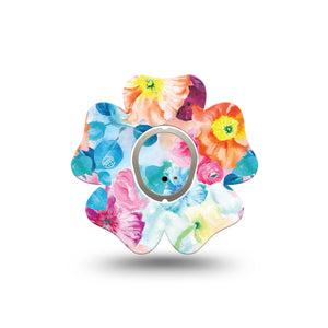 ExpressionMed Watercolor Poppies Dexcom G7 Flower Shape Tape, Dexcom Stelo Glucose Biosensor System, Single Tape and Single Sticker Poppies Alive, Plaster CGM Design