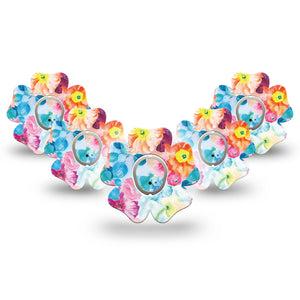 ExpressionMed Watercolor Poppies Dexcom G7 Flower Shape Tape, Dexcom Stelo Glucose Biosensor System, 5-Pack Tape + 5-Pack Sticker Floral Watercolors, Plaster CGM Design
