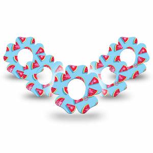 ExpressionMed Watermelon Slices Dexcom G7 Flower Shape Tape, Dexcom Stelo Glucose Biosensor System, 5-Pack Sliced Watermelon Adhesive Tape CGM Design
