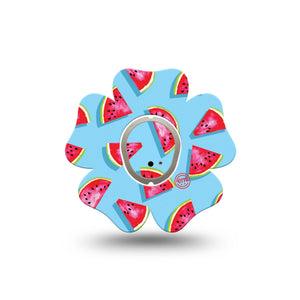 ExpressionMed Watermelon Slices Dexcom G7 Flower Shape Tape, Dexcom Stelo Glucose Biosensor System, Single Tape Refreshing Treat Adhesive Tape CGM Design with center sticker