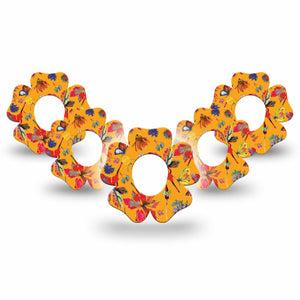 ExpressionMed Buzzing Wings Dexcom G7 Flower Shape Tape, Dexcom Stelo Glucose Biosensor System, 5-Pack Tape Graceful Flight, Adhesive Tape CGM Design