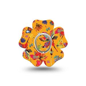 ExpressionMed Buzzing Wings Dexcom G7 Flower Shape Tape, Dexcom Stelo Glucose Biosensor System, Single Tape and Single Sticker Gentle Buzz, Adhesive Tape CGM Design