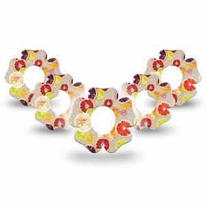 ExpressionMed Citrus Slices Flower Dexcom G7 Tape, 5-Pack, Zesty Fruits Themed, CGM Adhesive Patch Design, Dexcom Stelo Glucose Biosensor System