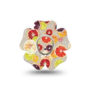 ExpressionMed Citrus Slices Flower Dexcom G7 Tape, Single Tape and Sticker, Tangy Fruits Inspired, CGM Overlay Patch Design, Dexcom Stelo Glucose Biosensor System