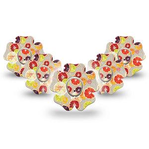 ExpressionMed Citrus Slices Flower Dexcom G7 Tape, 5-Pack Tape and 5-Pack Sticker, Zesty Fruits Themed, CGM Adhesive Patch Design, Dexcom Stelo Glucose Biosensor System