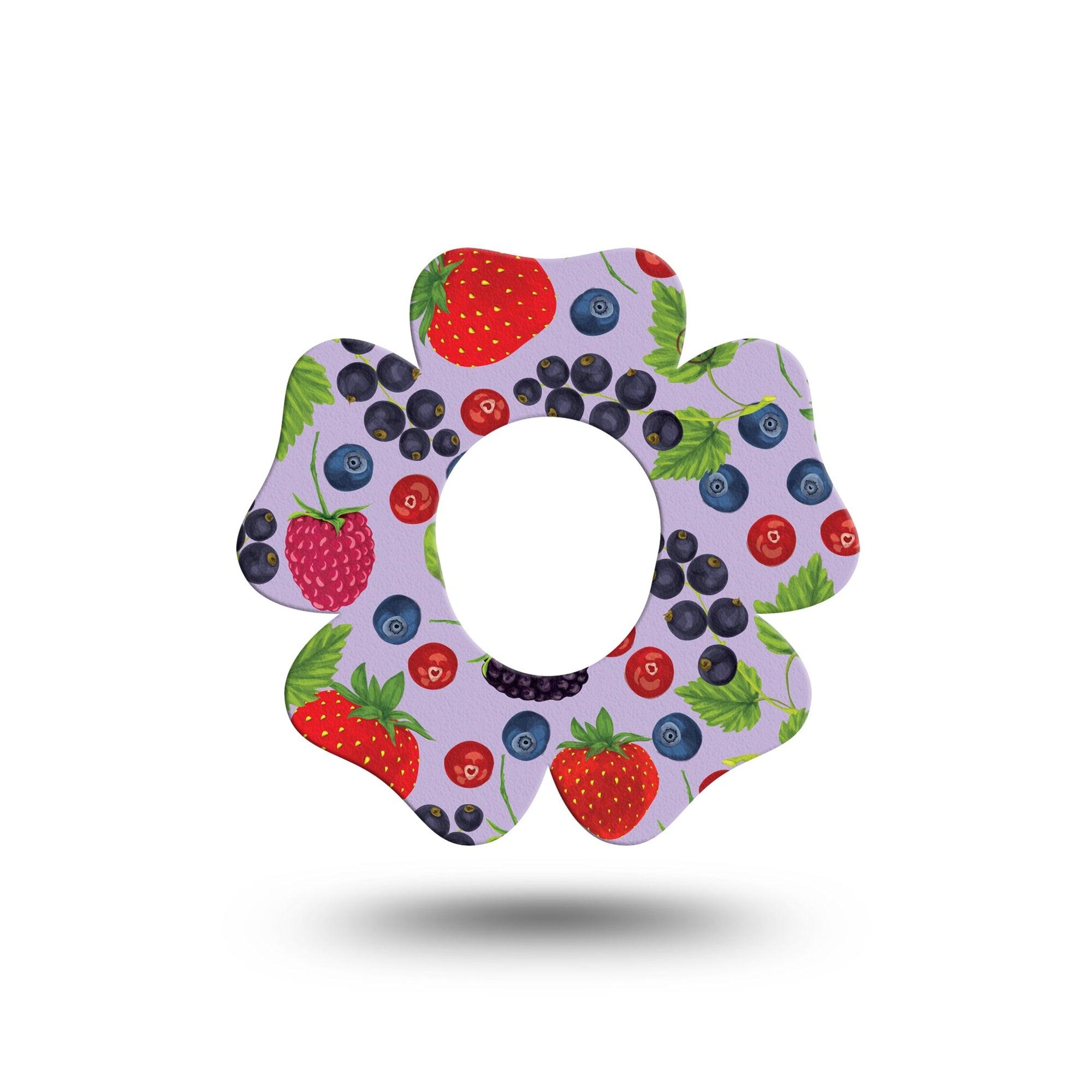 ExpressionMed Wild Berries Flower Dexcom G7 Tape, Single, Multicolored Berries Themed, Adhesive Patch Design, Dexcom Stelo Glucose Biosensor System