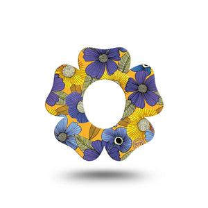 ExpressionMed Charming Blooms Flower Dexcom G7 Tape, Single, Cobalt Florals Themed, CGM Overlay Patch Design