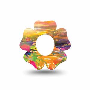 ExpressionMed Fragments From Above Dexcom G7 Flower Shape Tape, Dexcom Stelo Glucose Biosensor System, Single Tape Fragmented View, Plaster CGM Design