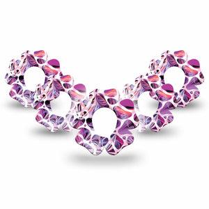 ExpressionMed Purple Pebbles Dexcom G7 Flower Shape Tape, Dexcom Stelo Glucose Biosensor System, 5-Pack Tape River Rocks, Plaster CGM Design