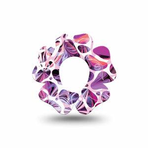 ExpressionMed Purple Pebbles Dexcom G7 Flower Shape Tape, Dexcom Stelo Glucose Biosensor System, Single Tape Smooth Stones, Adhesive Tape CGM Design
