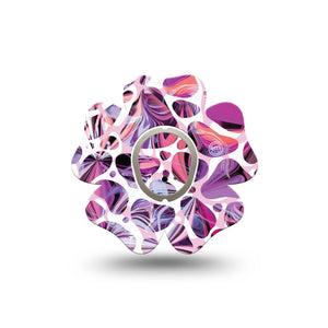 ExpressionMed Purple Pebbles Dexcom G7 Flower Shape Tape, Dexcom Stelo Glucose Biosensor System, Single Tape and Single Sticker River Rocks, Plaster CGM Design