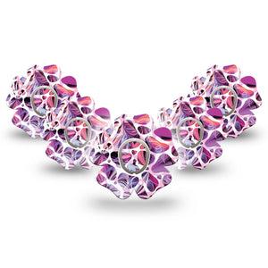 ExpressionMed Purple Pebbles Dexcom G7 Flower Shape Tape, Dexcom Stelo Glucose Biosensor System, 5-Pack Tape and 5-Pack Sticker Smooth Stones, Adhesive Tape CGM Design
