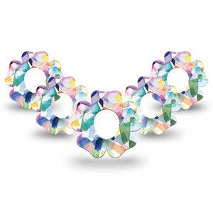 ExpressionMed Kaleidoscope Dexcom G7 Flower Shape 5-Pack Rainbow Patterns Patch CGM Design, Dexcom Stelo Glucose Biosensor System