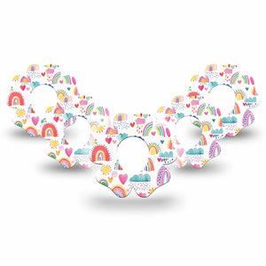 ExpressionMed Rainbows Of Hope Flower Dexcom G7 Tape, 5-Pack, Doodle Drawings Themed, CGM Overlay Patch Design, Dexcom Stelo Glucose Biosensor System