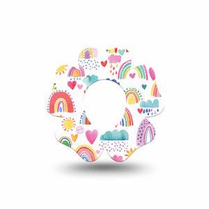 ExpressionMed Rainbows Of Hope Flower Dexcom G7 Tape, Single, Kid Drawn Rainbows Inspired, CGM Plaster Patch Design, Dexcom Stelo Glucose Biosensor System