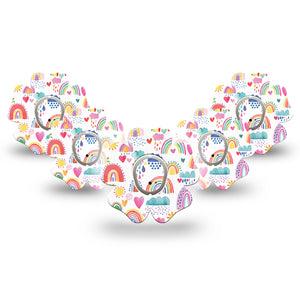 ExpressionMed Rainbows Of Hope Flower Dexcom G7 Tape, 5-Pack, Doodle Drawings Themed, CGM Overlay Patch Design, Dexcom Stelo Glucose Biosensor System
