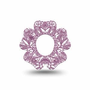 ExpressionMed Burgundy Floral Dexcom G7 Flower Shape Tape, Dexcom Stelo Glucose Biosensor System, Single Tape Floral Pattern, Adhesive Tape CGM Design