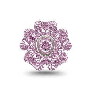 ExpressionMed Burgundy Floral Dexcom G7 Flower Shape Tape, Dexcom Stelo Glucose Biosensor System, Single Tape & Single Sticker Burgundy Blooms, Adhesive Tape CGM Design