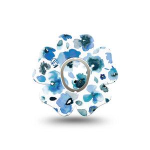 ExpressionMed Sapphire Petals Dexcom G7 Flower Shape Tape, Dexcom Stelo Glucose Biosensor System, Single Tape and Single Sticker Blue Flowers Inspired  CGM Design