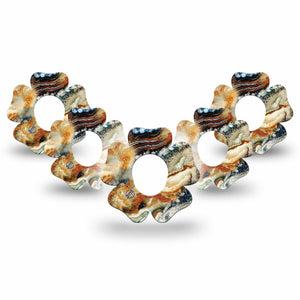 ExpressionMed Sea in a Storm Dexcom G7 Flower Shape Tape, Dexcom Stelo Glucose Biosensor System, 5-Pack Roiling Waters Adhesive Tape CGM Design