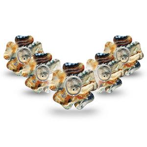 ExpressionMed Sea in a Storm Dexcom G7 Flower Shape Tape, Dexcom Stelo Glucose Biosensor System, 5-Pack Tape and 5-Pack Sticker, Roiling Waters Adhesive Tape CGM Design