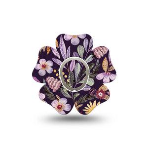 ExpressionMed Moody Blooms Dexcom G7 Flower Shape Tape, Dexcom Stelo Glucose Biosensor System, Single Tape and Single Sticker Rustic Florals Inspired  CGM Design