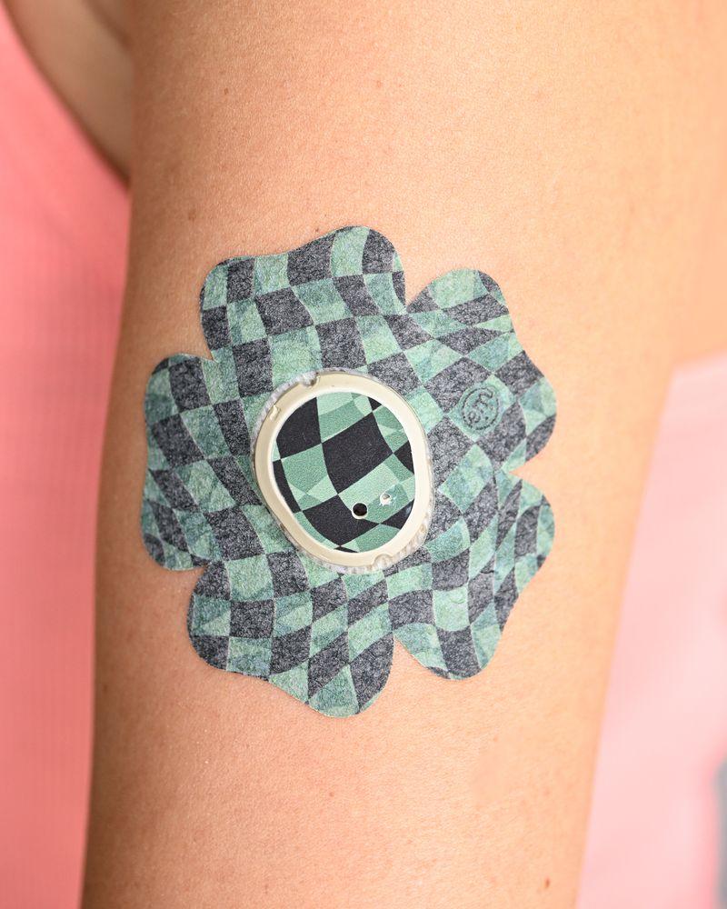 ExpressionMed Green & Black Checkerboard Dexcom G7 Flower Tape